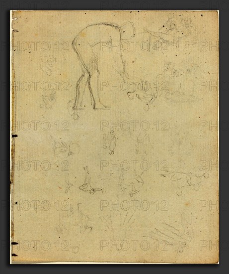 John Flaxman (British, 1755 - 1826), Sheet of Studies [recto and verso], graphite