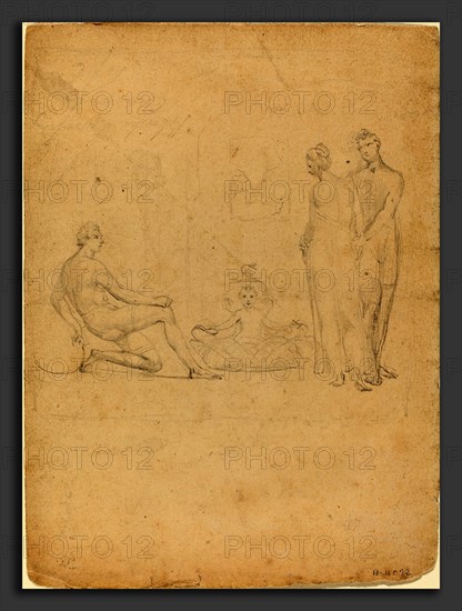 William Blake (British, 1757 - 1827), The Infant Hercules Throttling the Serpents, 1790-1793, graphite