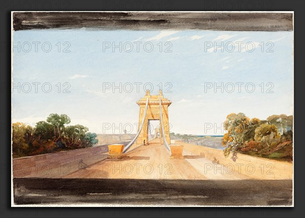 Attributed to James Bulwer (British, 1794 - 1879), Clifton Suspension Bridge near Bristol, watercolor and graphite