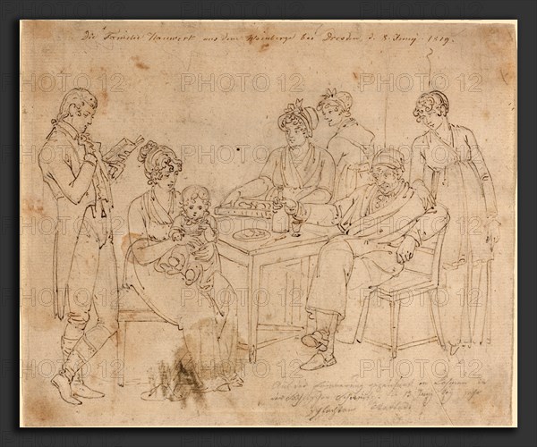 Johan Christian Dahl (Norwegian, 1788 - 1857), The Nauwerk Family, 1819, pen and brown ink over graphite on laid paper