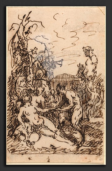 Martin Johann Schmidt (Austrian, 1718 - 1801), Satyrs and Nymphs, c. 1765, pen and brown ink with correction in lead white'