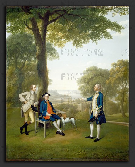 Arthur Devis (British, 1712 - 1787), Arthur Holdsworth Conversing with Thomas Taylor and Captain Stancombe by the River Dart, 1757, oil on canvas