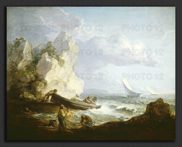 Thomas Gainsborough, Seashore with Fishermen, British, 1727 - 1788, c. 1781-1782, oil on canvas