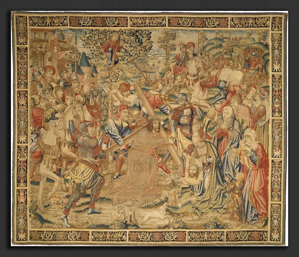Flemish 16th Century, The Procession to Calvary, 1530-1550, tapestry: undyed wool warp; dyed wool, silk, and silver-wrapped silk weft