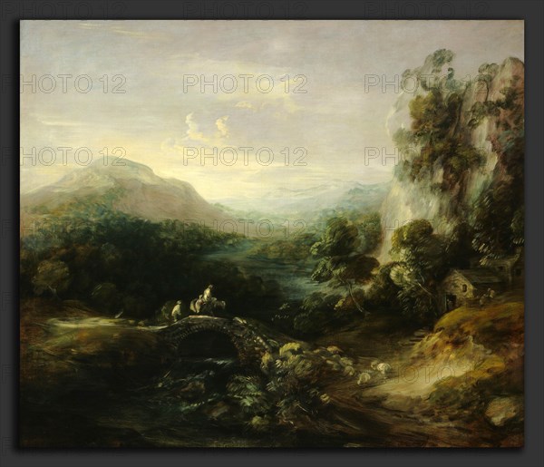 Thomas Gainsborough, Mountain Landscape with Bridge, British, 1727 - 1788, c. 1783-1784, oil on canvas