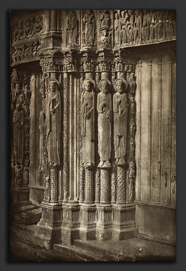 Charles NÃ¨gre, Chartres Cathedral. Right Door of the Royal Portal, West Side, XII Century, French, 1820 - 1880, before July 1857, photogravure