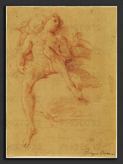Pompeo Batoni (Italian, 1708 - 1787), A Youth Reclining on a Bed (Antiochus), c. 1746, red chalk on paper washed ocher