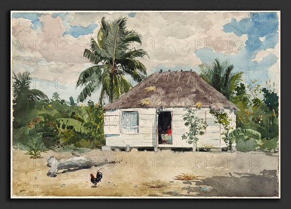 Winslow Homer, Native Huts, Nassau, American, 1836 - 1910, 1885, watercolor, graphite, and gouache on wove paper