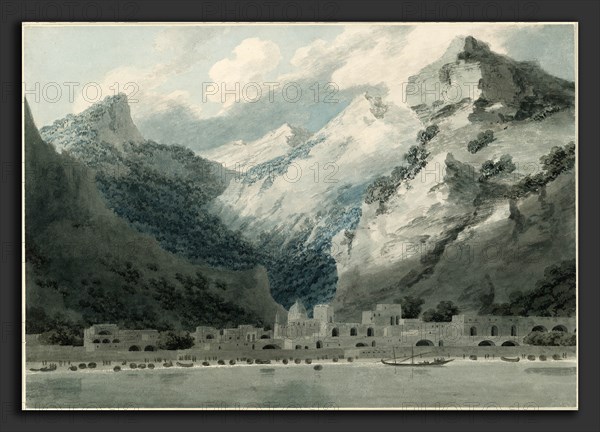 John Robert Cozens, Cetara on the Gulf of Salerno, British, 1752 - 1799, 1790, watercolor over graphite on wove paper