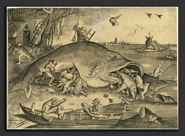 Pieter van der Heyden after Pieter Bruegel the Elder (after Hieronymus Bosch?) (Flemish, active c. 1551-1572), The Big Fish Eat the Little Fish, published 1557, engraving