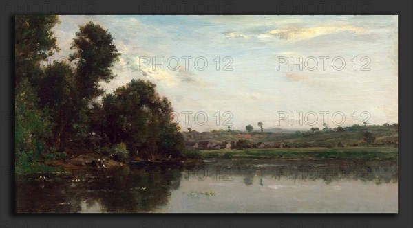Charles-FranÃ§ois Daubigny, Washerwomen at the Oise River near Valmondois, French, 1817 - 1878, 1865, oil on wood