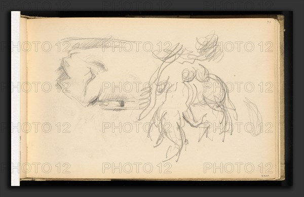 Paul Cézanne, Women Bathers and a Roll of Paper, French, 1839 - 1906, 1882-1885, graphite on wove paper