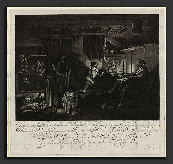Hendrik Goudt after Adam Elsheimer (Dutch, 1585 - 1648), Jupiter and Mercury in the House of Philemon and Baucis, 1612-0000, engraving