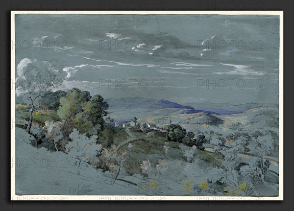 Johann Georg von Dillis (German, 1759 - 1841), The Hills of Umbria near Perugia, 1830-1832, watercolor and gouache over graphite on blue-green prepared wove paper