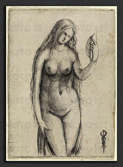 Jacopo de' Barbari, Nude Woman Holding a Mirror (Allegory of Vanitas), Italian, c. 1460-1470 - 1516 or before, c. 1503-1504, engraving