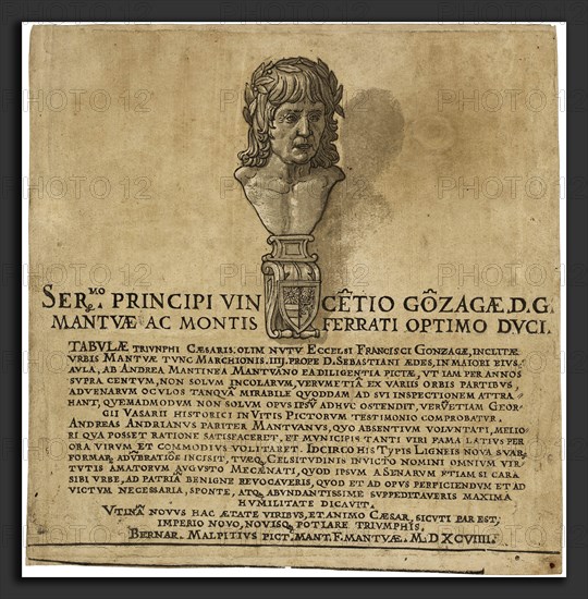 Andrea Andreani after Andrea Mantegna, The Triumph of Julius Caesar: Title Page, Italian, 1558-1559 - 1629, 1599, chiaroscuro woodcut