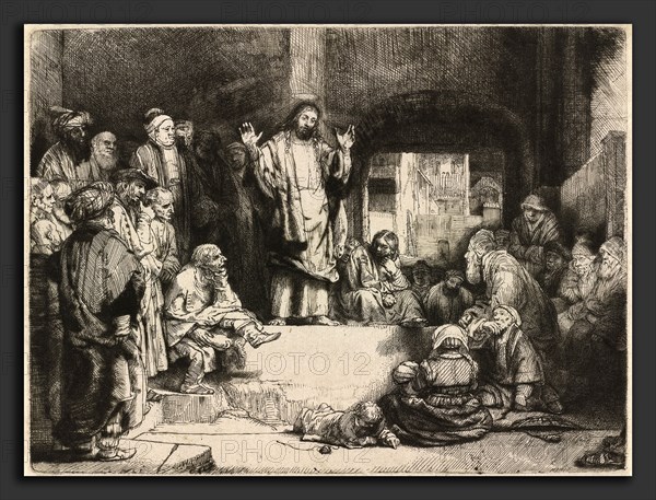 Rembrandt van Rijn (Dutch, 1606 - 1669), Christ Preaching (La petite Tombe), c. 1652, etching, engraving, and drypoint