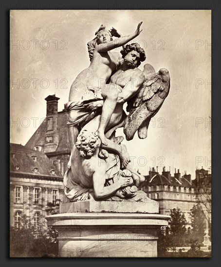 Charles NÃ¨gre, Statue des Tuileries: G. Marsy et A. Flamen: Borée enlevant Orythie, French, 1820 - 1880, 1859, albumen print from collodion negative