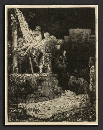 Rembrandt van Rijn (Dutch, 1606 - 1669), The Descent from the Cross by Torchlight, 1654, etching and drypoint