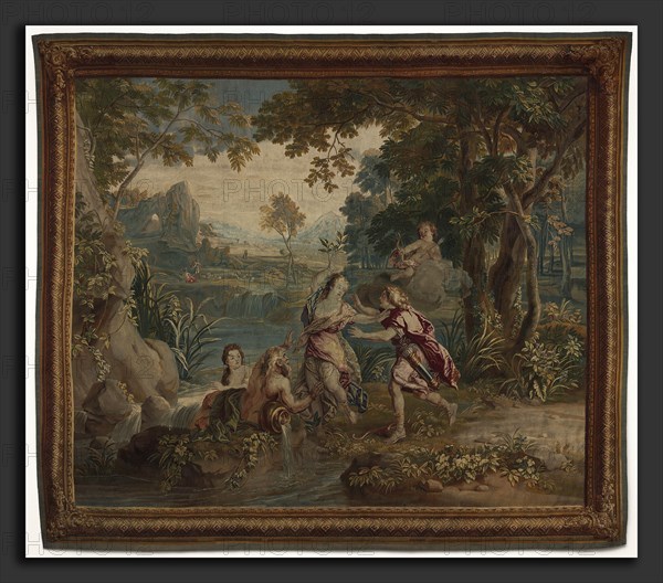 design by Charles de La Fosse; cartoon by Zeger Jacob van Helmont (figures) and Augustin Coppens (landscape); woven in Brussels in the workshop of Urbanus Leyniers, DaniÃ«l Leyniers II, and Hendrik Reydams II (French, 1636 - 1716), Apollo and Daphne, 1713-1721, tapestry: undyed wool warp, dyed wool and silk weft