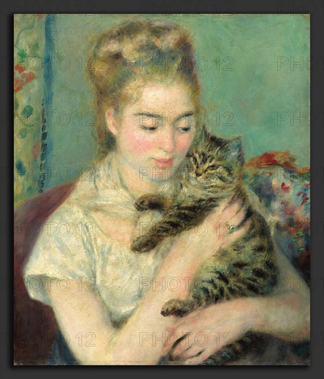 Auguste Renoir, Woman with a Cat, French, 1841 - 1919, c. 1875, oil on canvas