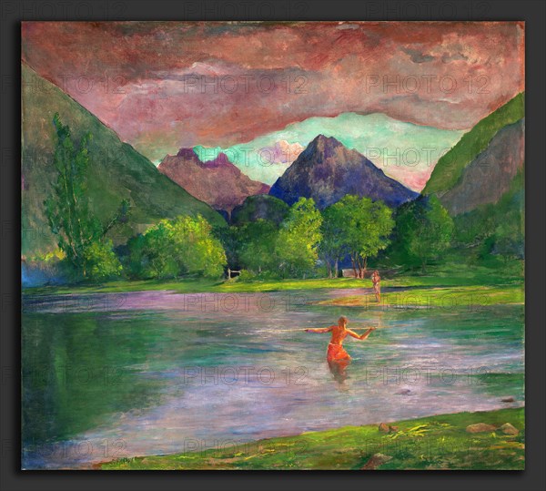 John La Farge (American, 1835 - 1910), The Entrance to the Tautira River, Tahiti. Fisherman Spearing a Fish, c. 1895, oil on canvas