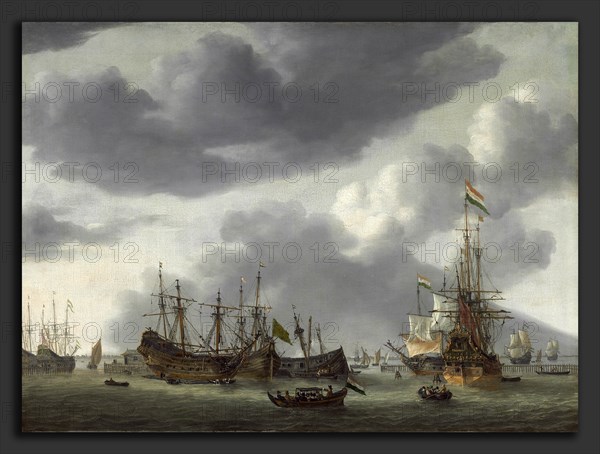 Reinier Nooms, called Zeeman (Dutch, 1624 - 1664), Amsterdam Harbor Scene, c. 1658, oil on canvas