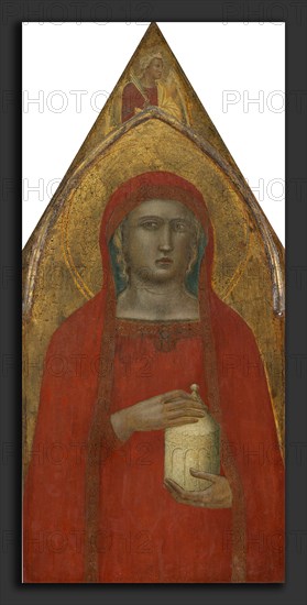 Pietro Lorenzetti (Italian, active c. 1306 - probably 1348), Madonna and Child with Saint Mary Magdalene and Saint Catherine [left panel], c. 1330-1340, tempera on panel transferred to canvas