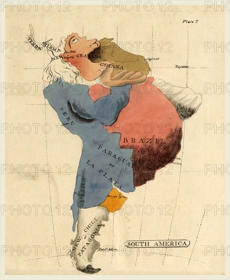 South America, Memoria Philosophica, 19th century engraving
