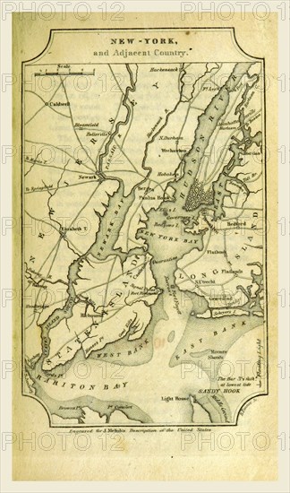 New York, A Geographical Description of the United States with the contiguous British and Spanish Possessions, intended as an accompaniment to Melish's map of these countries, 19th century engraving, US, America