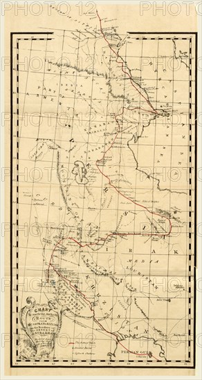 Map, Personal Narative of travels in Babylonia, Assyria, Media, and Scythia, in the year 1824, 19th century engraving