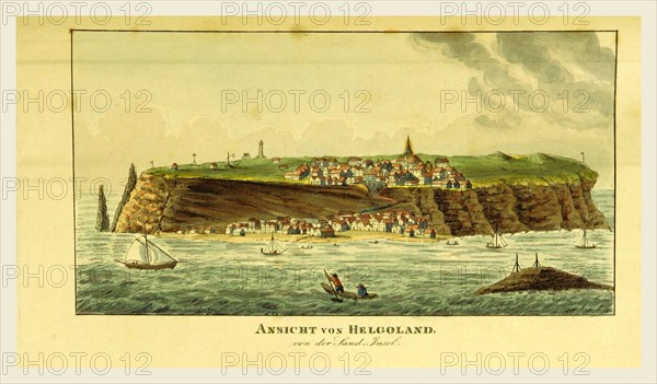 Isle of Helgoland,Insel Helgoland oder Heiligeland, 19th century engraving, Germany