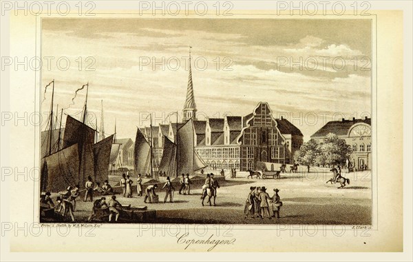 Travels in Denmark, Copenhagen, 19th century engraving