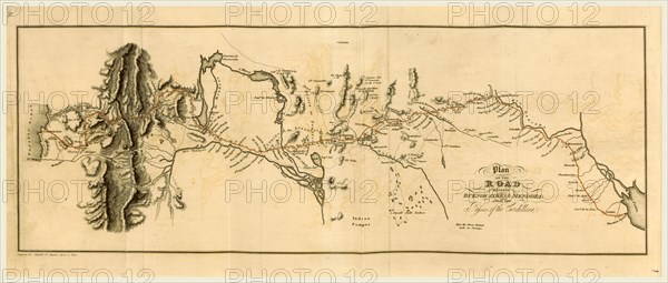 Plan of the road between Buenes Ayres and Mendoza, Sketches of Buenos Ayres and Chile, 19th century engraving