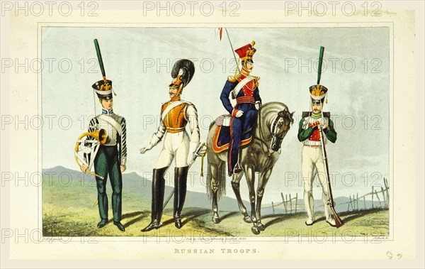 Russian Troops, Travels to the Seat of War in the East, through Russia and the Crimea, in 1829, etc, 19th century engraving