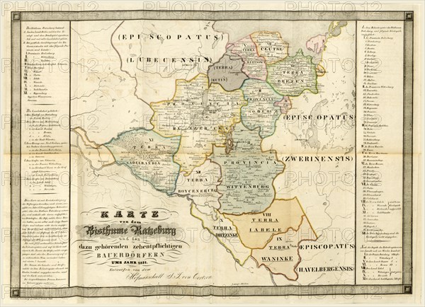 Map, Land of the former bishopric of Ratzeburg, engraving, Germany