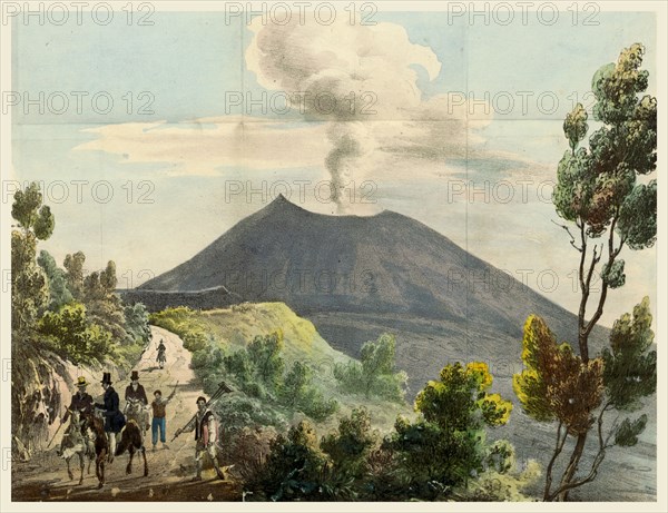 Sketches of Vesuvius, Italy, 19th century engraving