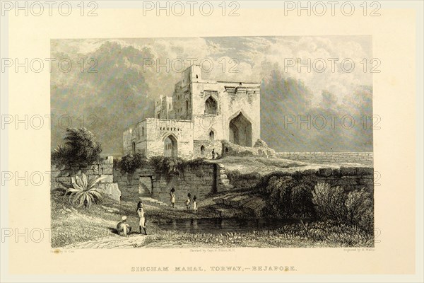 Singham Mahal, Torway, Bejapore, Views in India, China, and on the Shores of the Red Sea, drawn by Prout, Stanfield, Cattermole, Purser, Cox, Austen, &c. from original sketches by Commander R. Elliott , 19th century engraving
