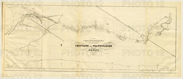 Choptank and transquaking canal, Report on the new map of Maryland, 1836, 19th century engraving, Us, America