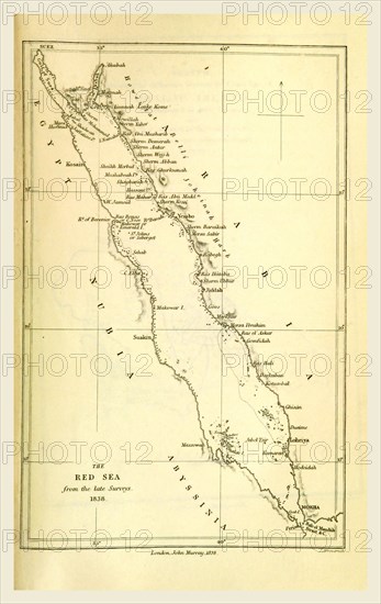 Map of the Red Sea, Travels in Arabia, 19th century engraving