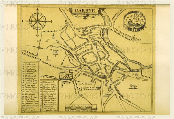 Darbye, the History, antiquities and topography of the town of Derby and its environs, illustrated  by S. Rayner assisted  by J. Moffat, Esq, 19th century engraving