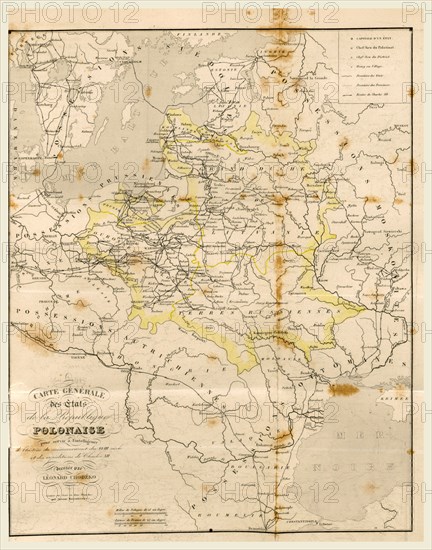 Map Poland, 19th century engraving
