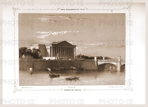 Chambre des Deputes, Paris and surroundings, daguerreotype, M. C. Philipon, 19th century engraving