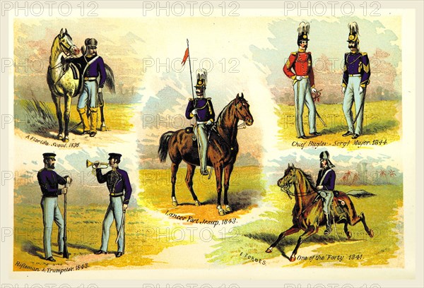 With the Second Dragoons, Second United States Cavalry, an account of service in Florida, Mexico, Virginia and the Indian Country, 1836-1875, 19th century engraving