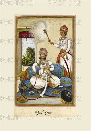 Portrait of Maharana Java, 19th century. Tashrih al-aqvam, an account of origins and occupations of some of the sects, castes, and tribes of India, 1825.