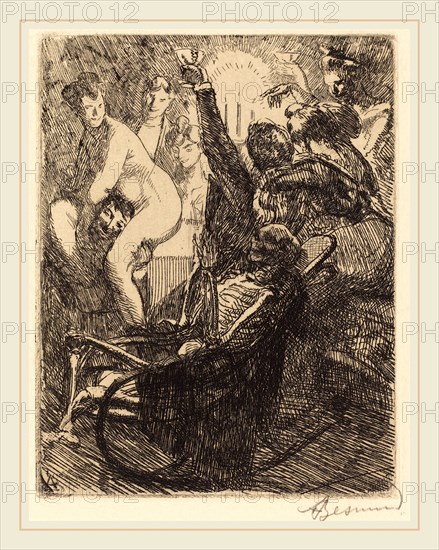 Albert Besnard, The Orgy (L'orgie), French, 1849-1934, 1900, etching in black on Van Gelder Zonen wove paper