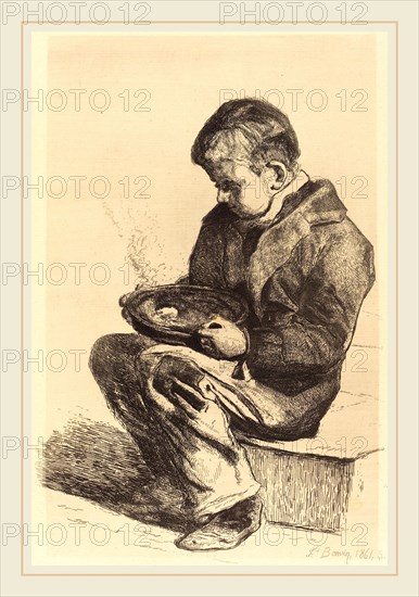 FranÃ§ois Bonvin (French, 1817-1887), Boy Eating Soup (Enfant mangeant sa soupe), 1861, etching on laid paper