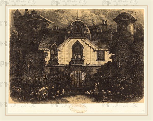 Rodolphe Bresdin (French, 1822-1885), La Maison Enchantée (The Haunted House), 1871, lithograph on chine collé