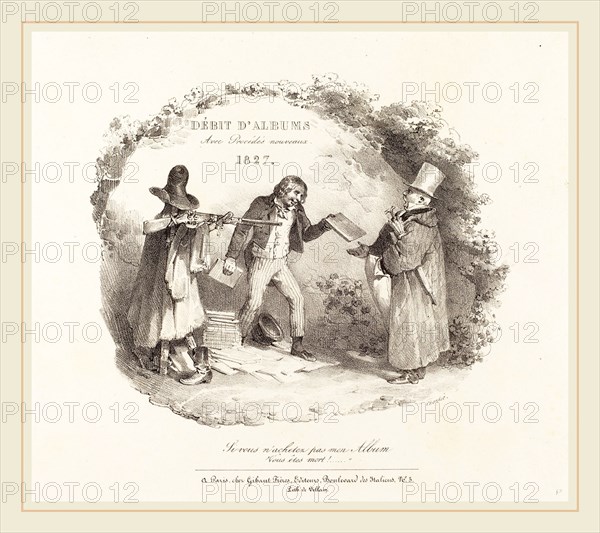 Nicolas-Toussaint Charlet (French, 1792-1845), Débit d'Albums avec Procédés nouveaux (New Methods for the Sale of Lithograph Albums), 1827, lithograph on wove paper