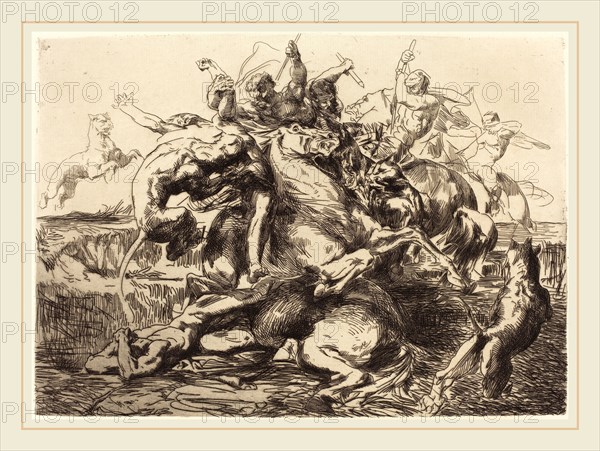 François-Nicolas Chifflart, Surprise, French, 1825-1901, 1865, etching with drypoint on laid paper